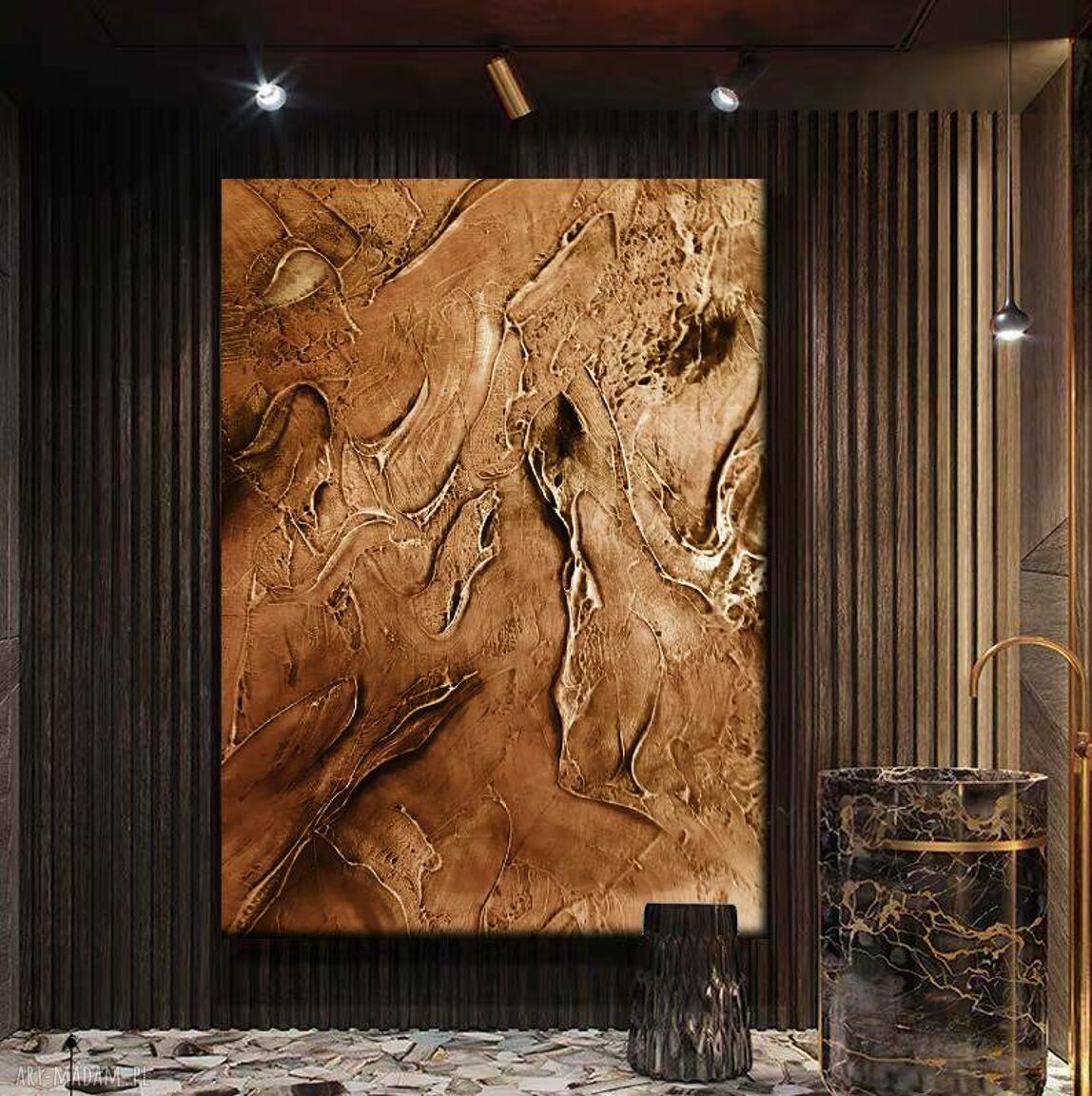 CARAMELLO - obraz abstrakcyjny art&texture 100x150 cm na płótnie lnianym