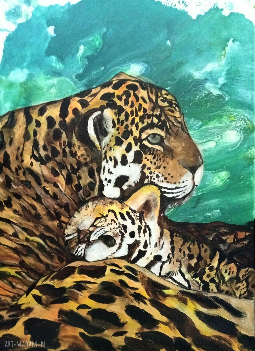 Obraz akrylowy Care - jaguar i koty, 50x70x2 cm