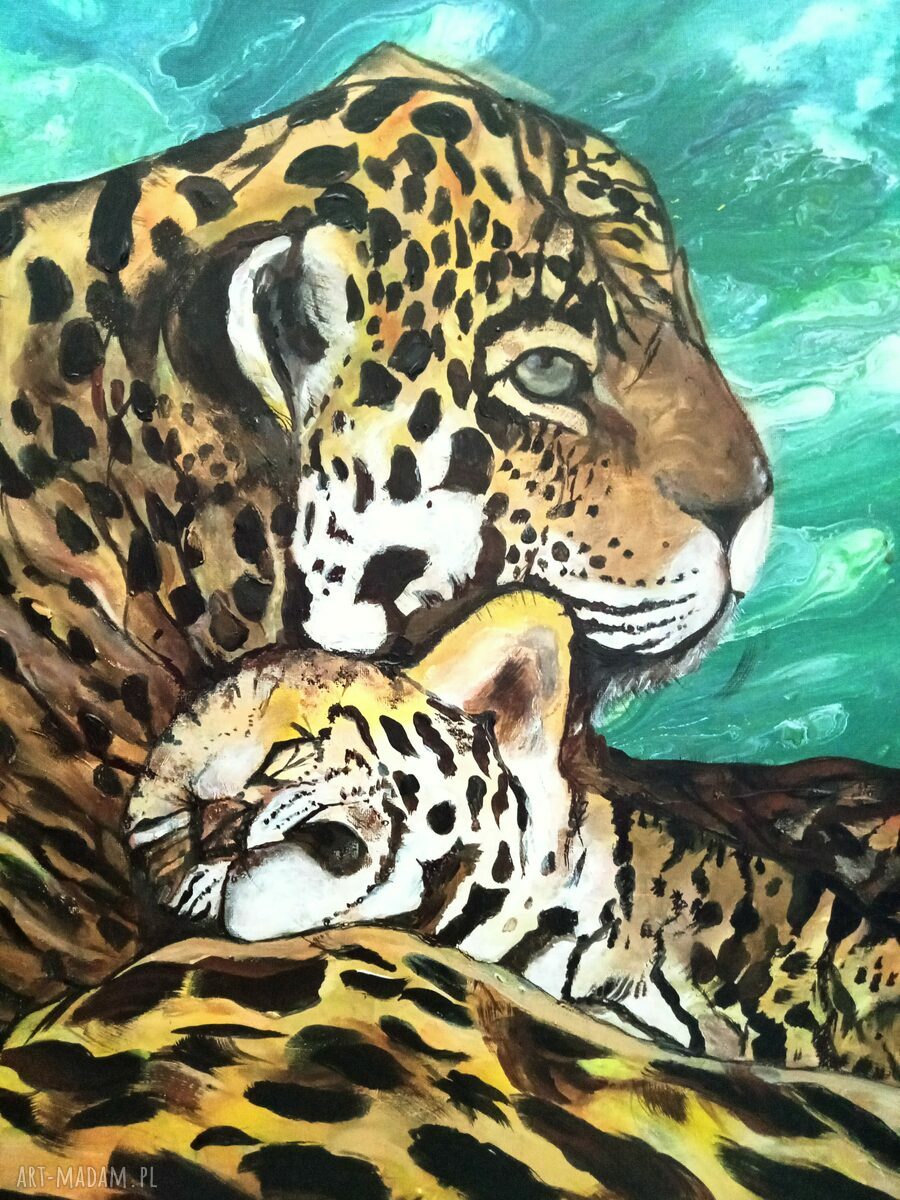 Obraz akrylowy Care - jaguar i koty, 50x70x2 cm