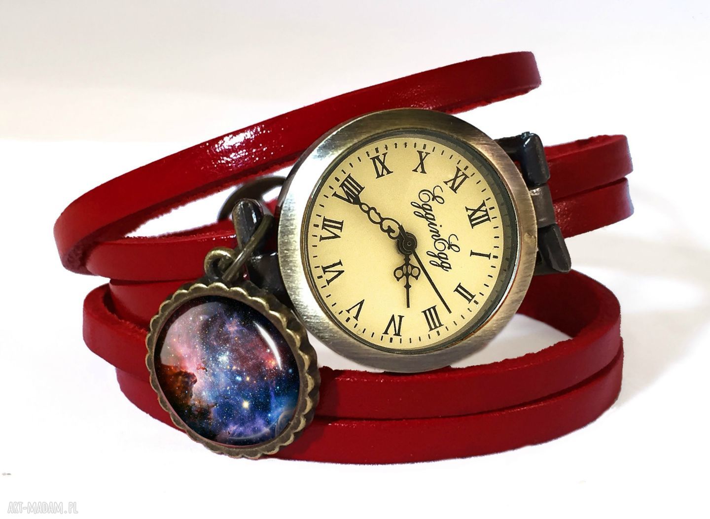 Carina nebula zegarek bransoletka skórzanym pasku skórzany galaxy