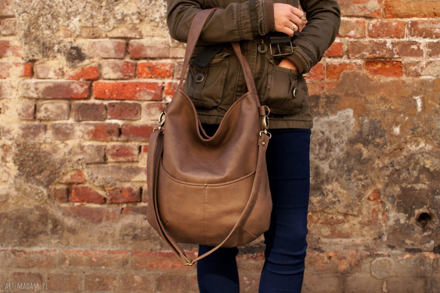 Workówka vegan orzech boho hobo casual torebka torba minimal