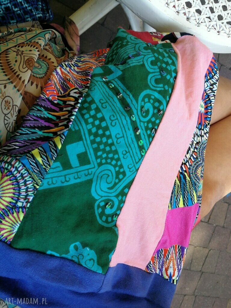 Czapka cekinowa boho patchworkowa na podszewce (Ruda Klara)