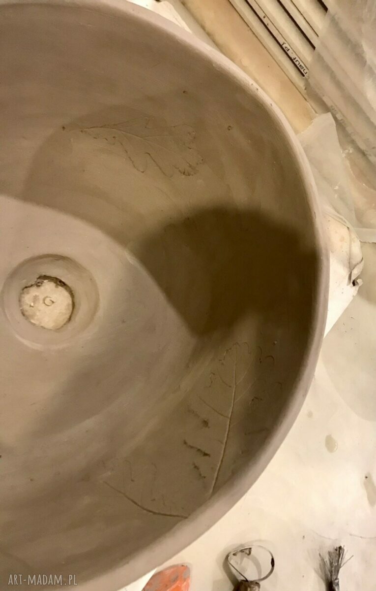 Ceramiczna biała umywalka z gliny - owalna, ręcznie wykonana