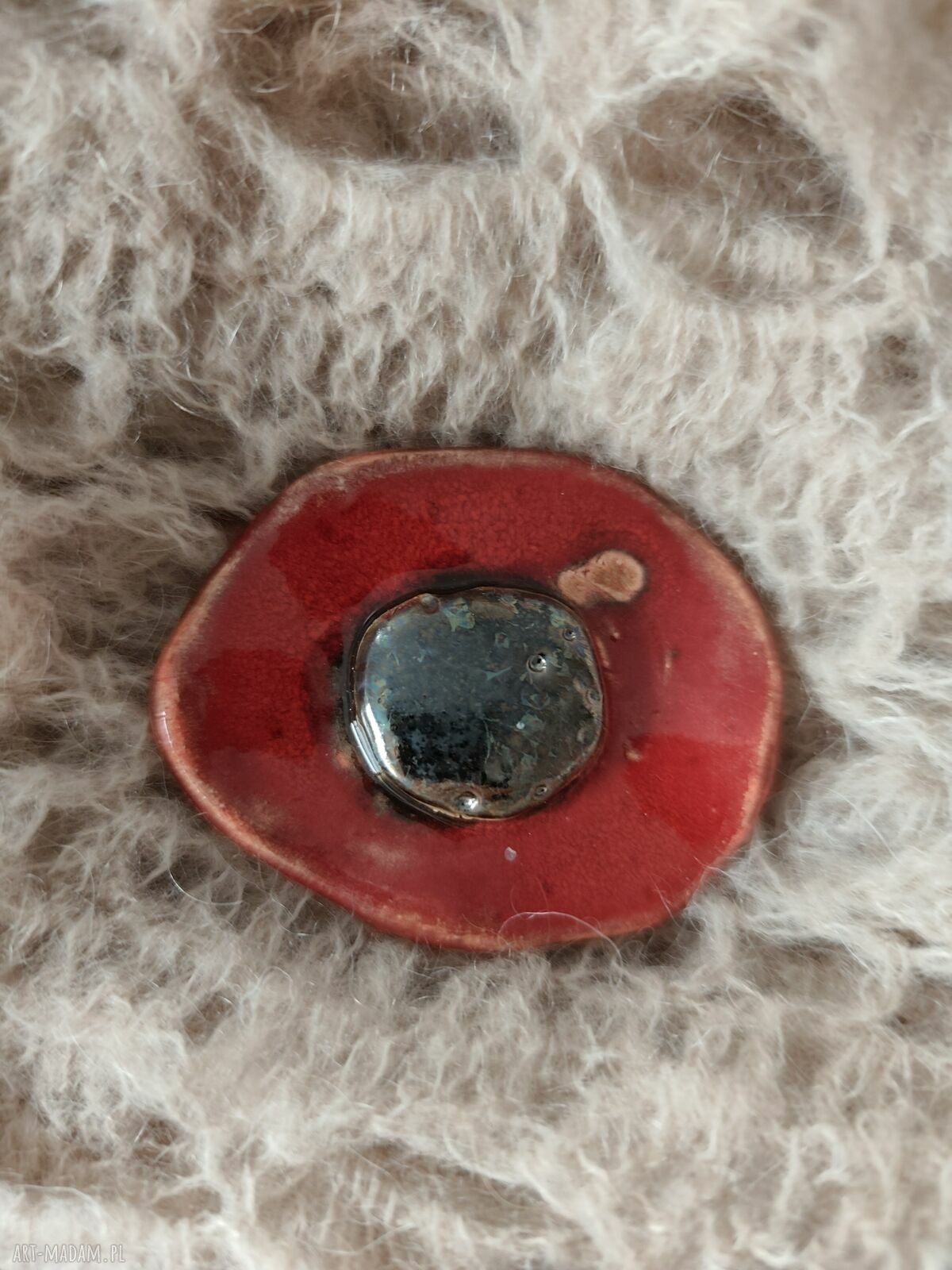 Broszka ceramiczna - mak Wolna Chwila (7x5 cm)