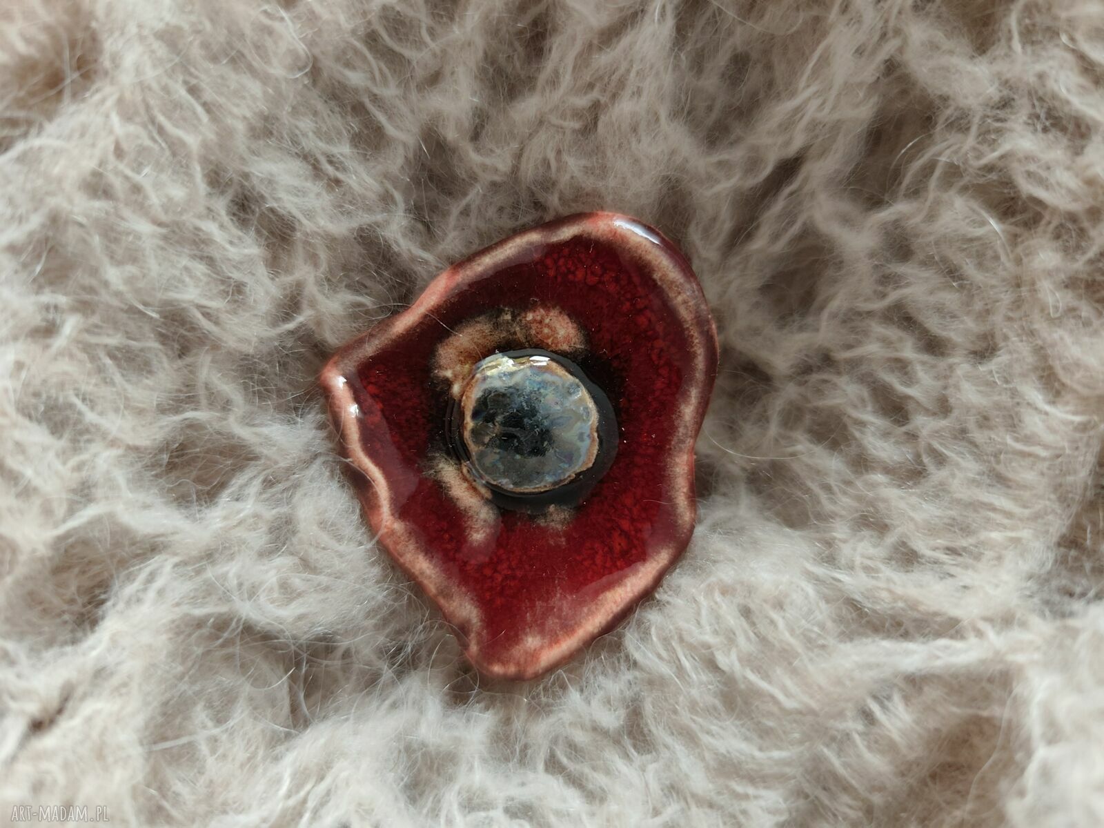 Broszka ceramiczna Kwiat 4 cm - handmade