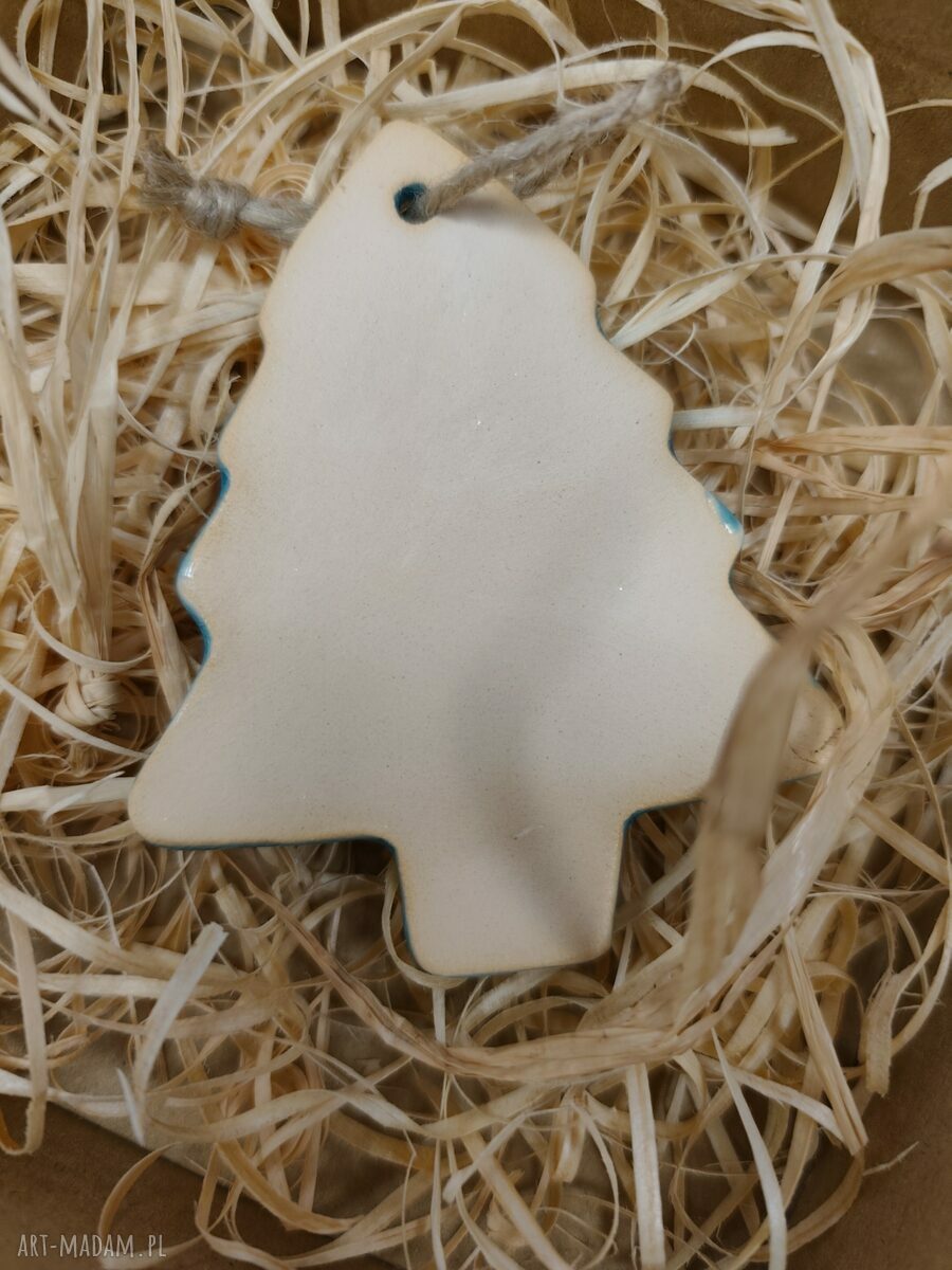 Turkusowa choinka ceramiczna - zawieszka świąteczna Wolna Chwila (9,5 cm)