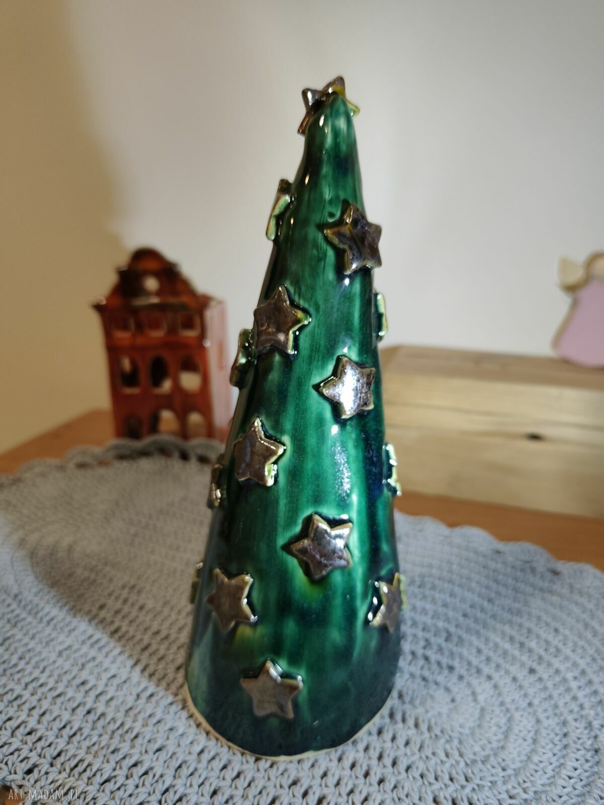 Choinka ceramiczna 25 cm - świąteczna ozdoba na prezent do domu i biura