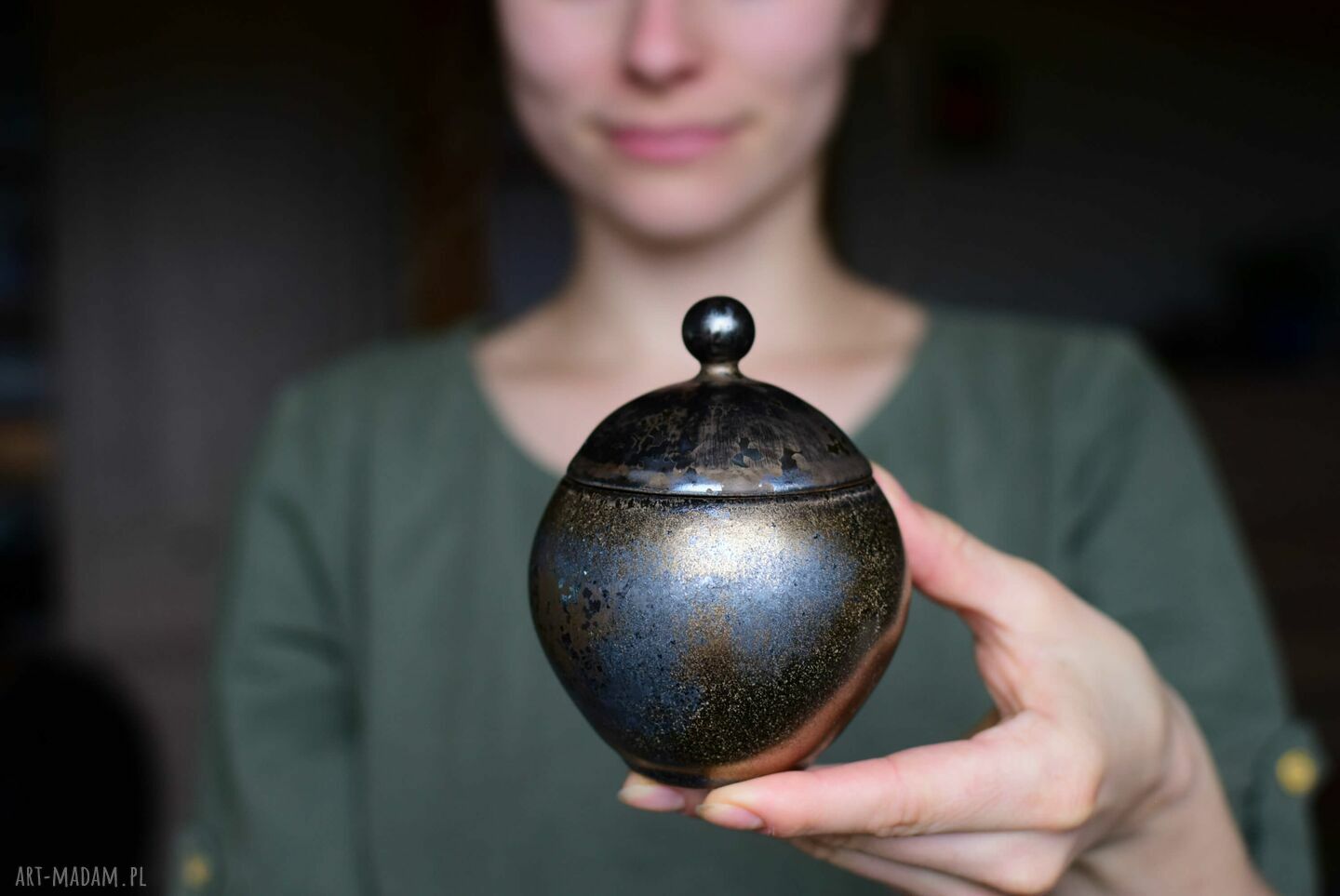 Cukiernica ceramiczna Złota Rustykalna