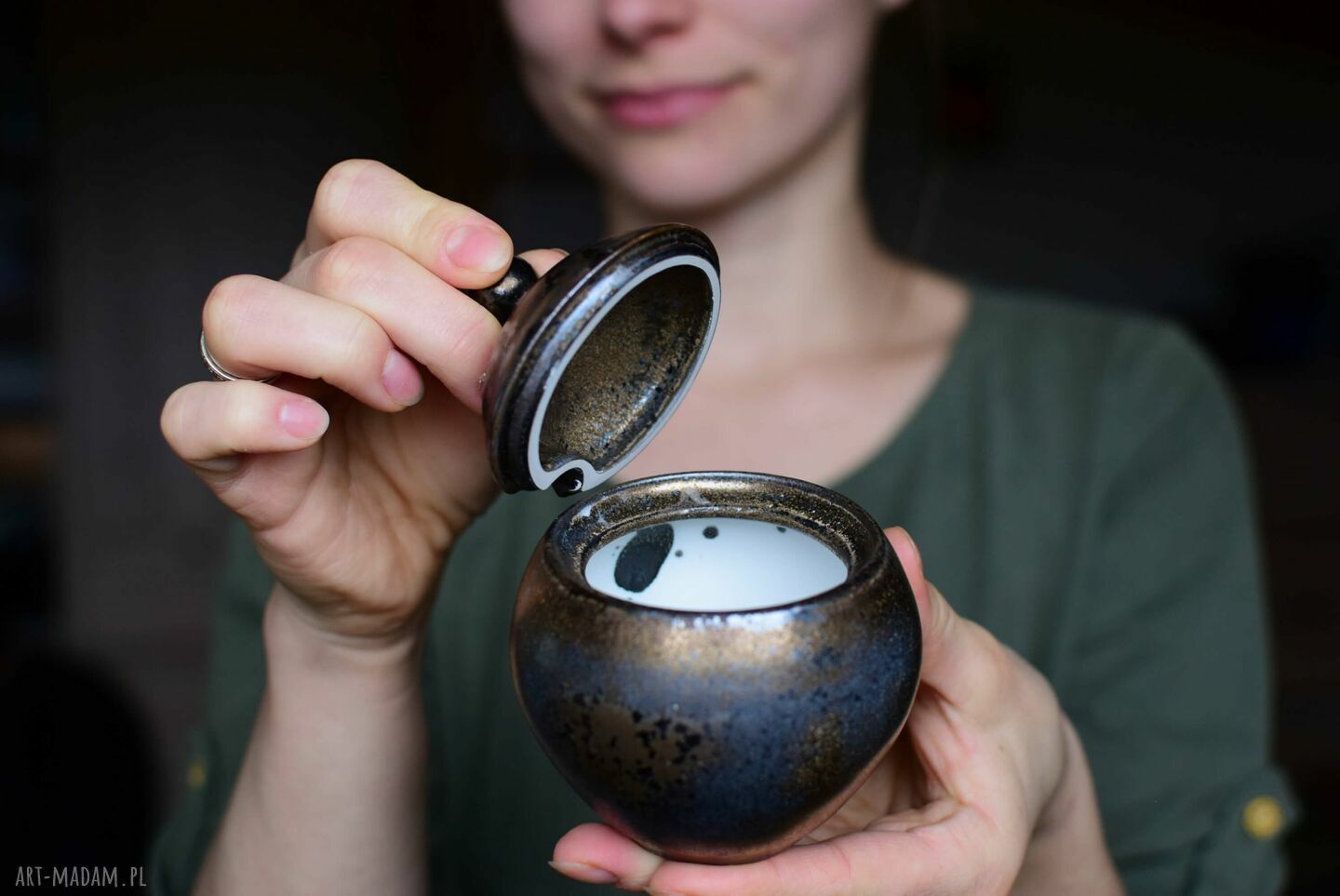 Cukiernica ceramiczna Złota Rustykalna