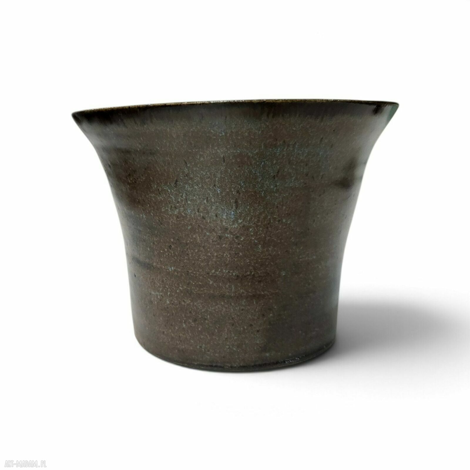 Ceramiczna czarka handmade w turkusowo-brązowych odcieniach