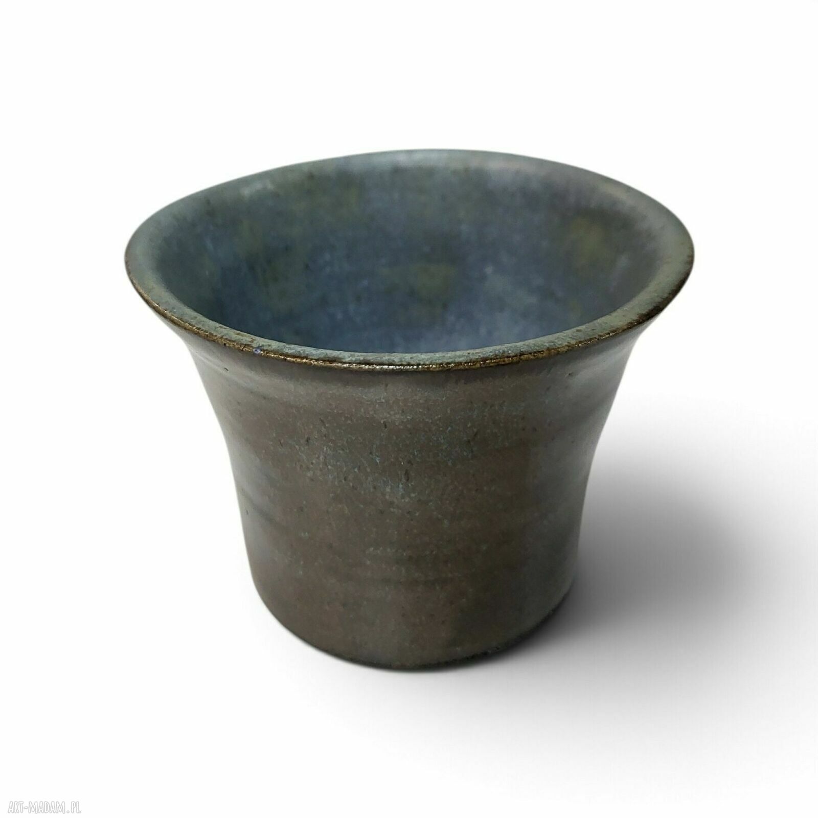 Ceramiczna czarka handmade w turkusowo-brązowych odcieniach