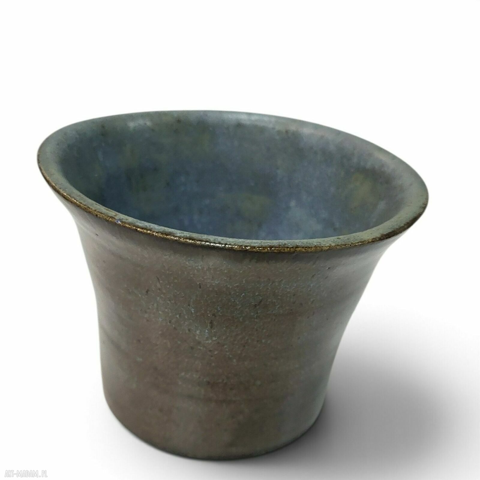 Ceramiczna czarka handmade w turkusowo-brązowych odcieniach