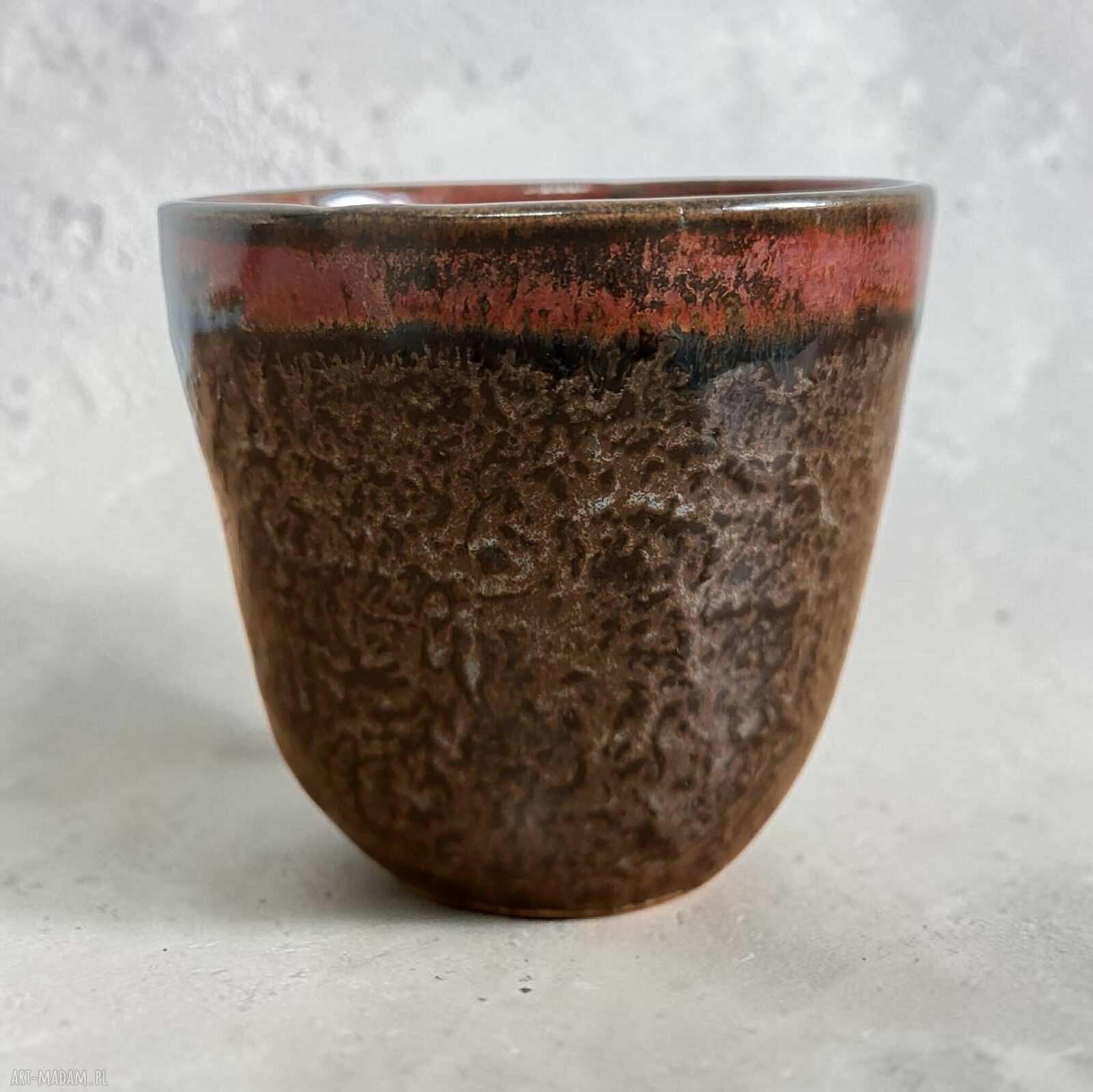 Ceramiczna czarka na herbatę - ręcznie toczona (brąz i miedź)