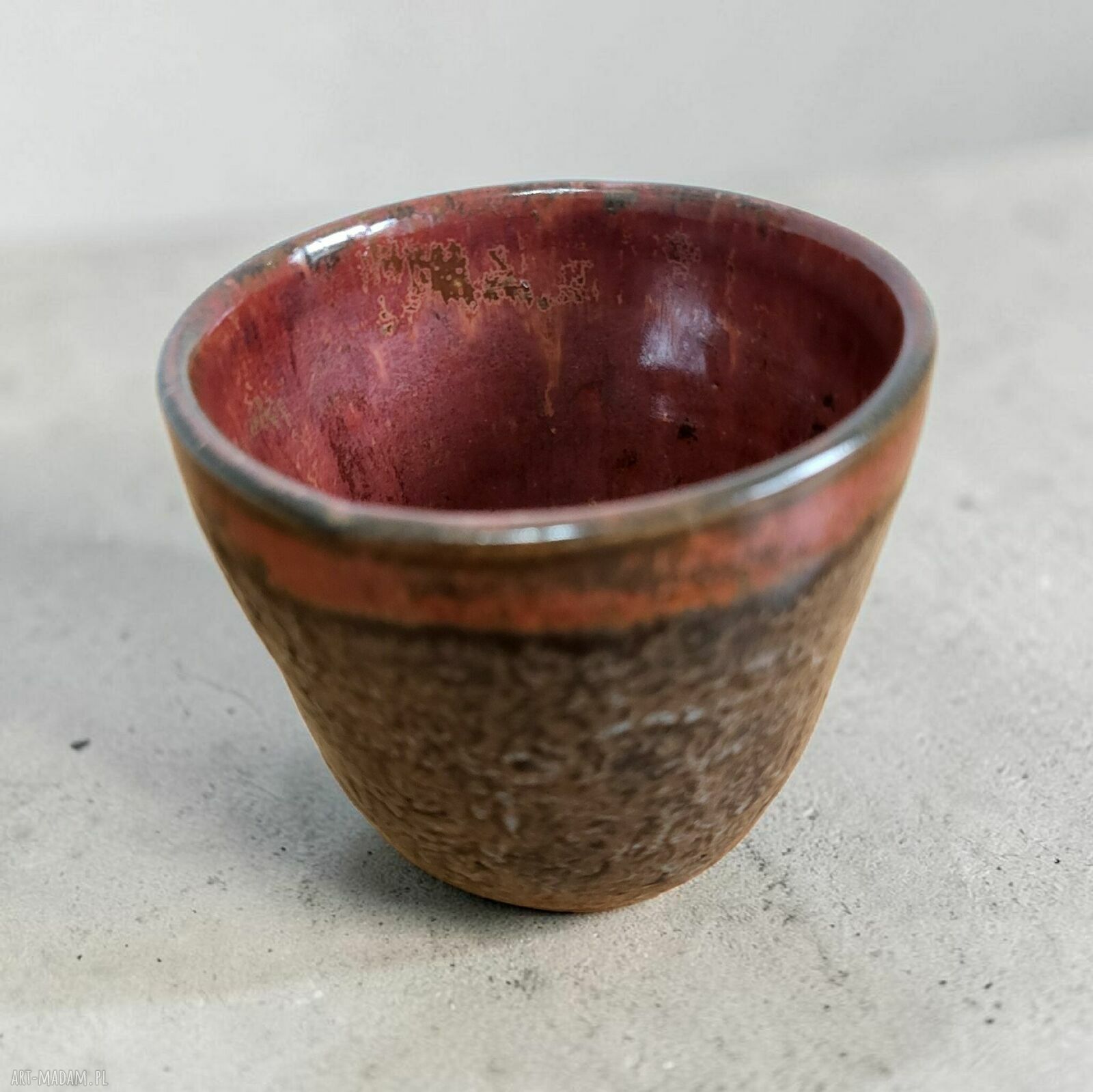 Ceramiczna czarka na herbatę - ręcznie toczona (brąz i miedź)