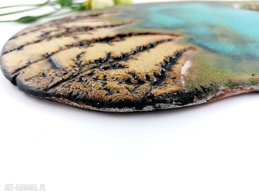 Ceramiczna deska do serów z odciskami roślin - ręcznie robiona
