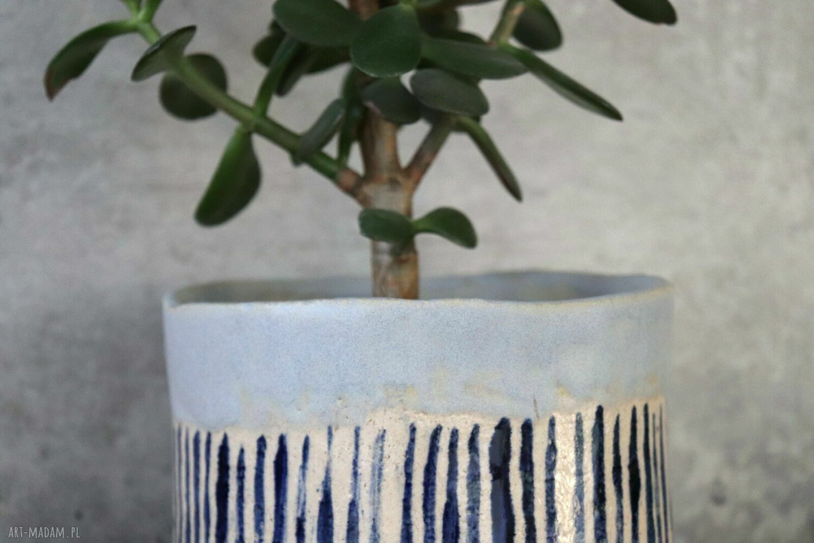 Otuliny - doniczka ceramiczna handmade, ręcznie lepiona i szkliwiona na niebiesko