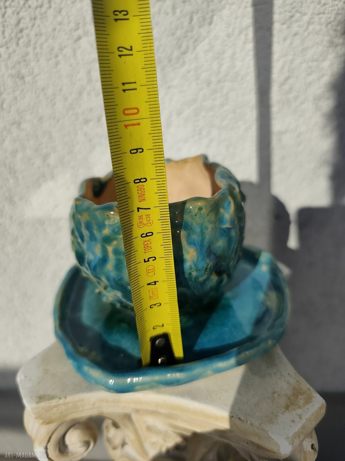 Doniczka ceramiczna handmade w turkusie - dla kwiatów, które mają oddychać