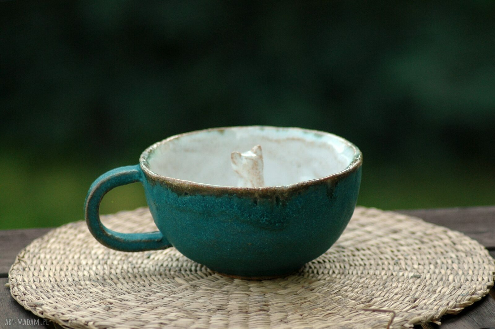 Ceramiczna duża filiżanka kubek z figurką kota