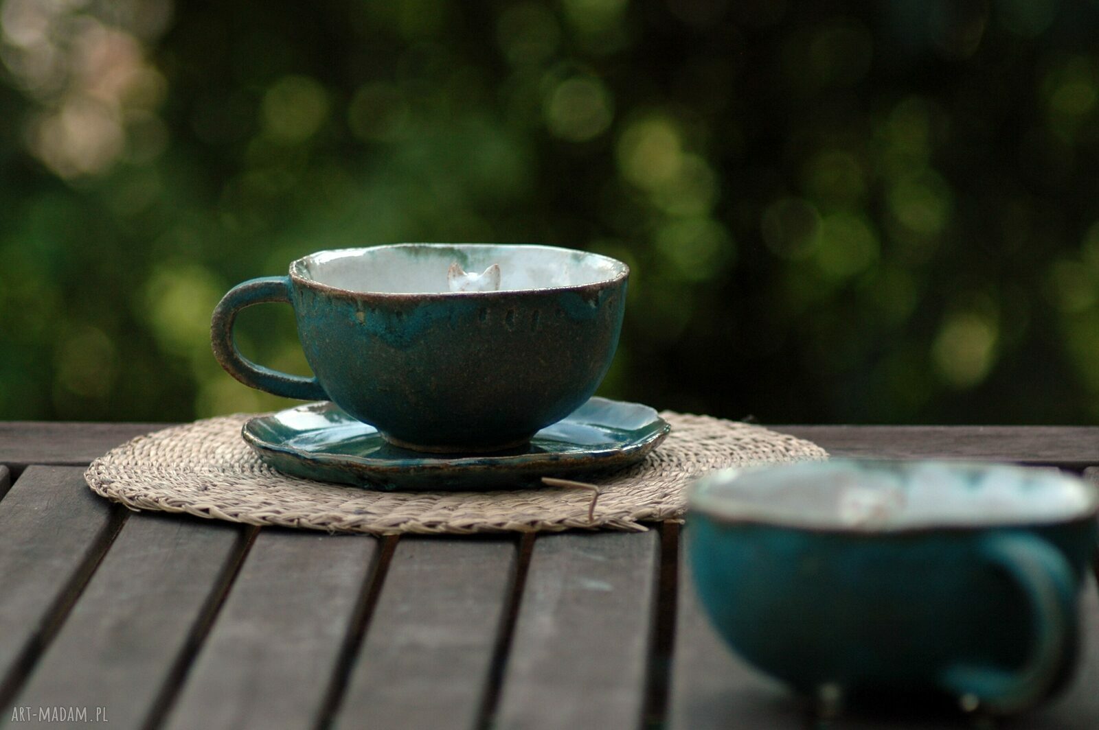 Ceramiczna duża filiżanka kubek z figurką kota (bonus talerzyk)