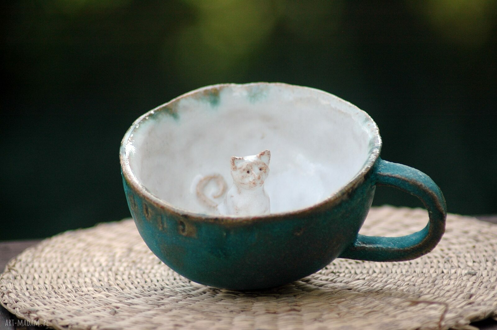 Ceramiczna duża filiżanka kubek z figurką kota