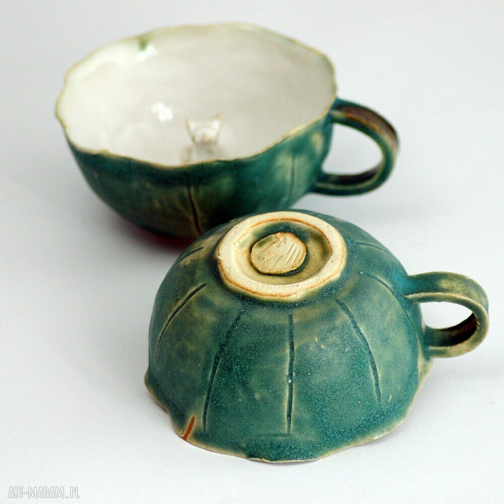 Ceramiczna duża filiżanka kubek z figurką kota