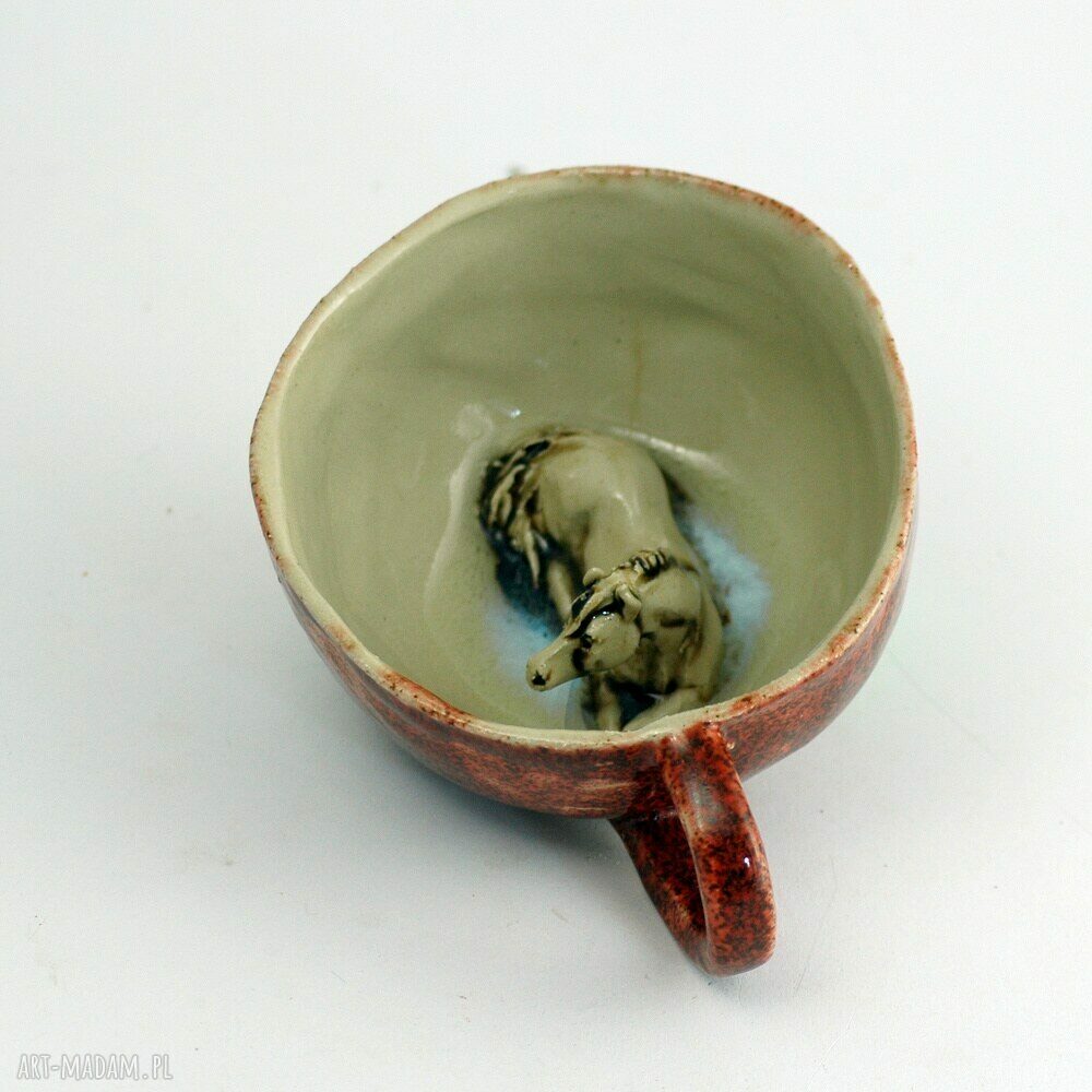 Ceramiczna duża filiżanka-kubek z figurką konia