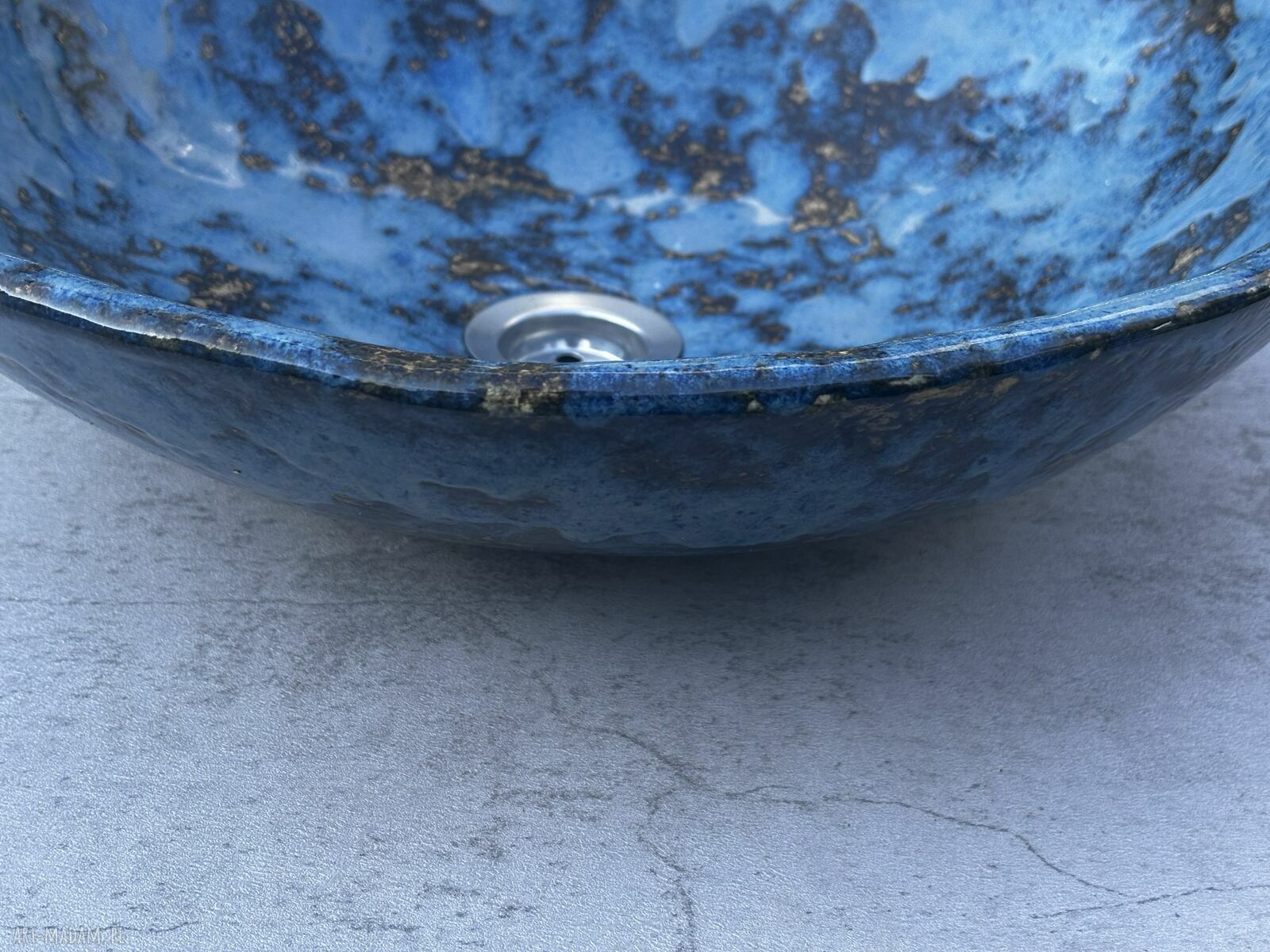 Duża umywalka ceramiczna - wielka misa na blat w zielono-turkusowym szkliwie