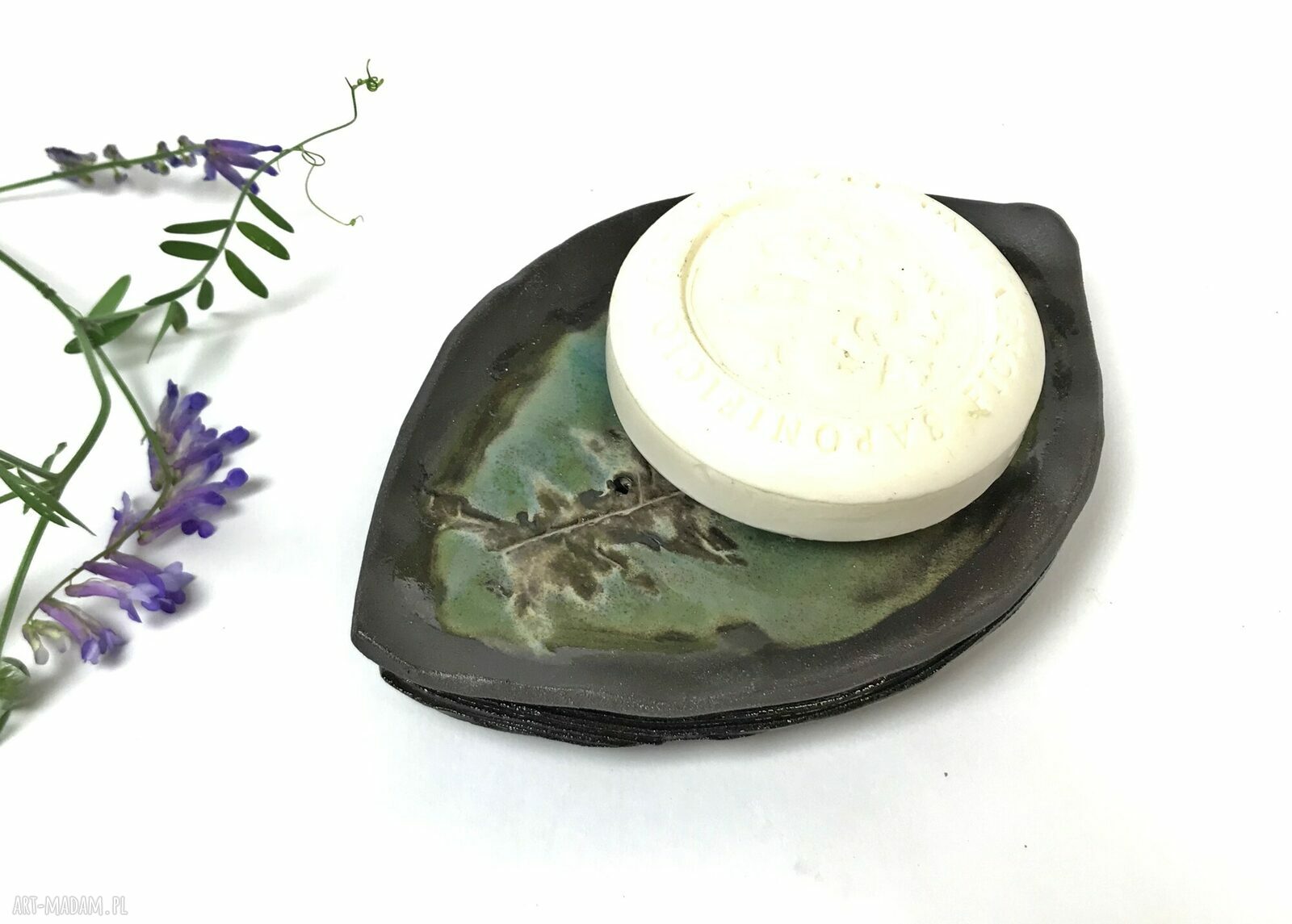 Ceramiczna mydelniczka „Powidoki” - dwuczęściowa, ręcznie robiona