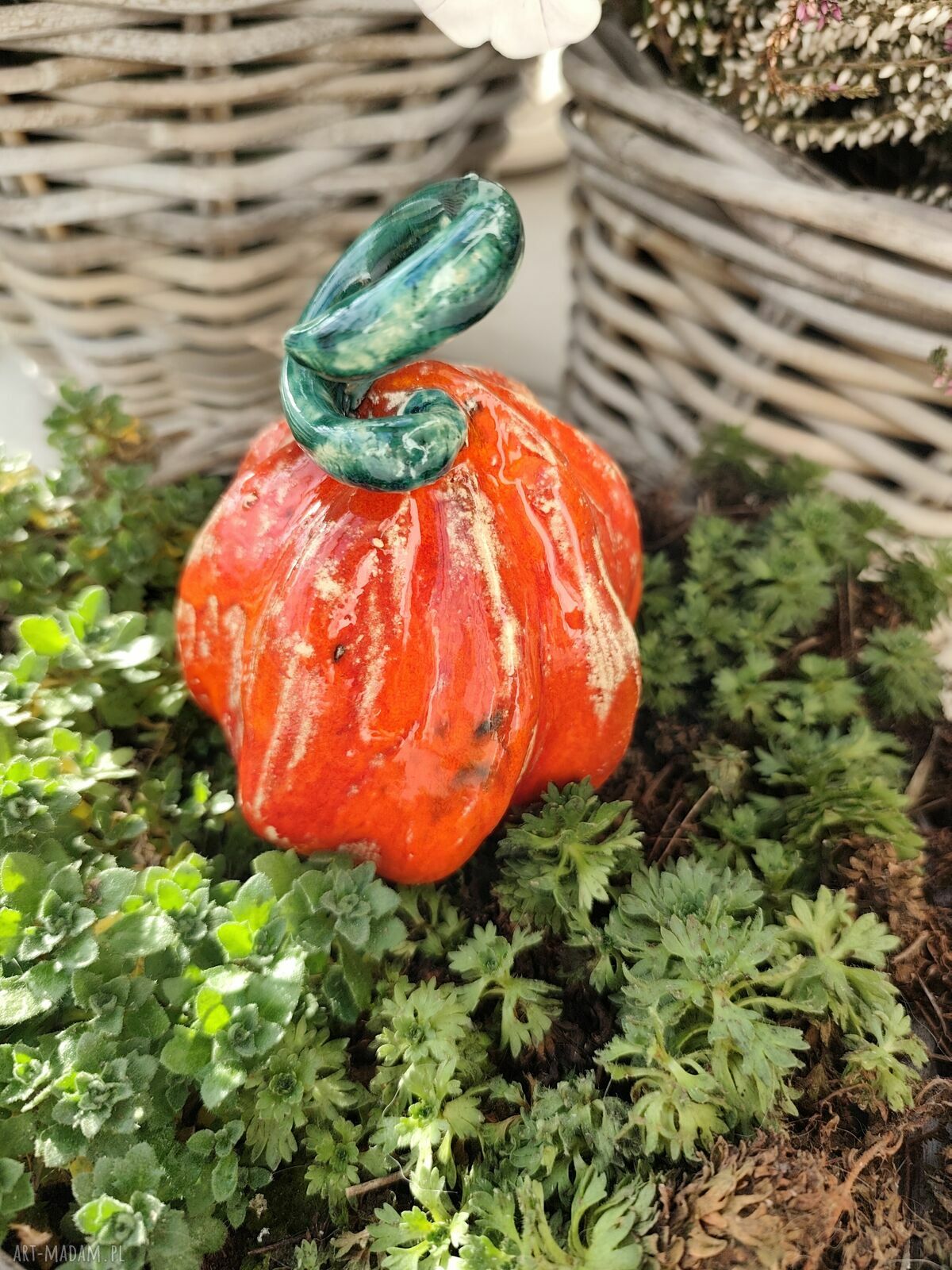 Dynia ceramiczna - jesienna ozdoba z gliny szamotowej, handmade