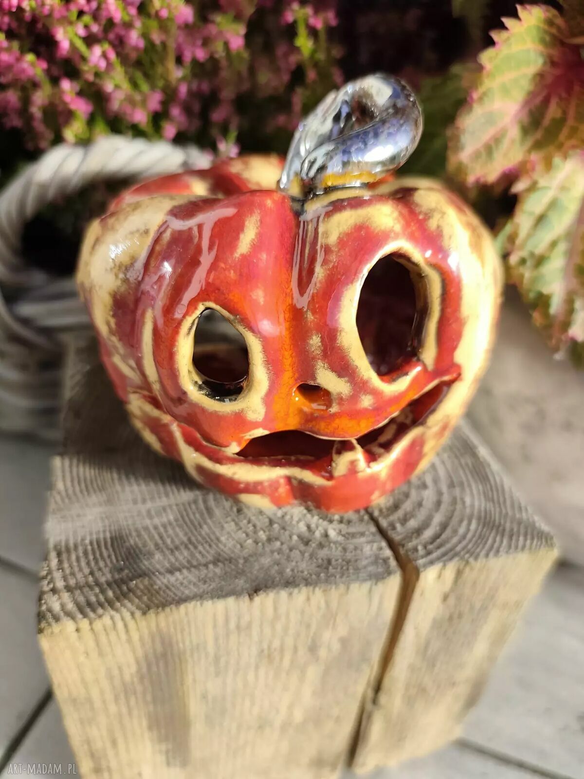 Dynia ceramiczna halloweenowa - ręcznie robiony lampion do domu
