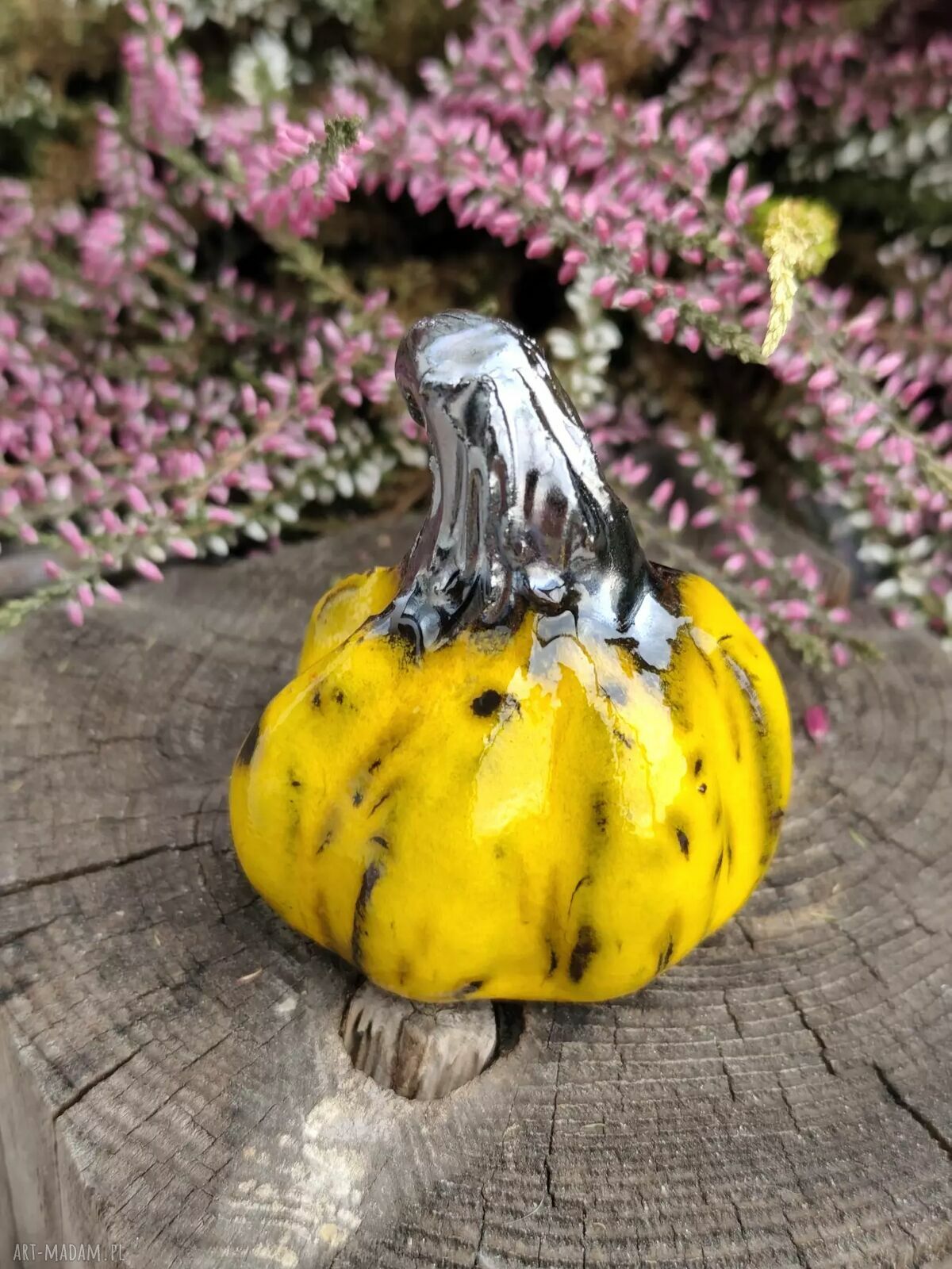 Żółta dynia ceramiczna - jesienna dekoracja handmade