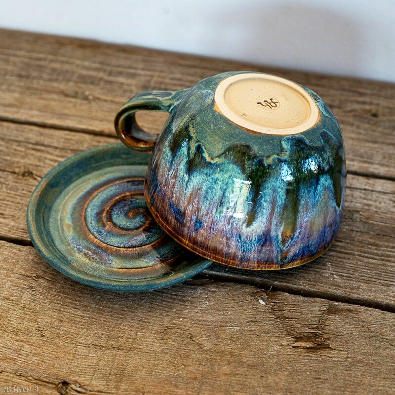 Ceramiczna filiżanka z figurką sowy płomykówki - Opal, ok. 310 ml (z talerzykiem)
