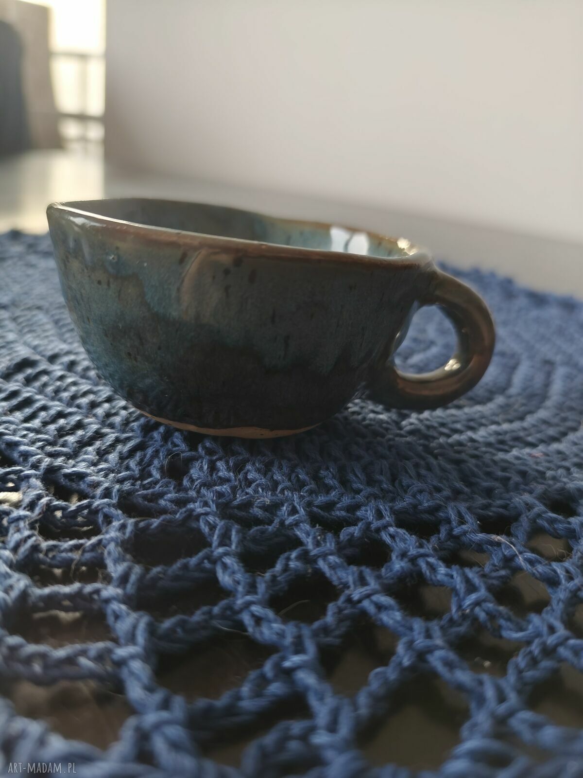 Ręcznie robiona filiżanka ceramiczna Wolna chwila - mały rytuał przy kawie i herbacie