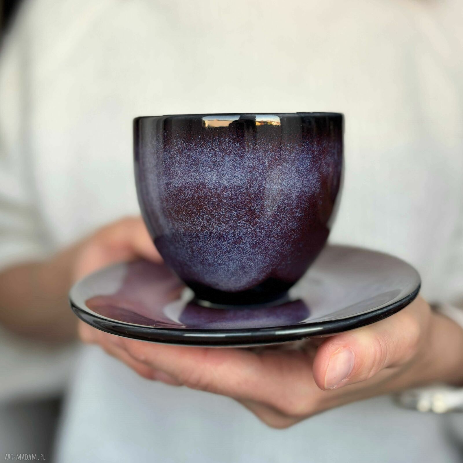 Filiżanka ceramiczna 220 ml Zorza na kawę w różowo-fioletowej odsłonie