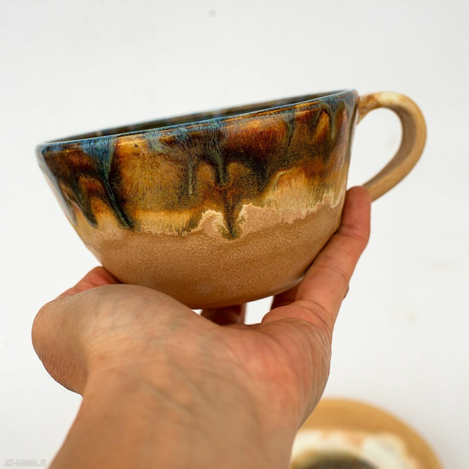Ceramiczna filiżanka z figurką hipopotama Sahara Dark - 350 ml - na prezent