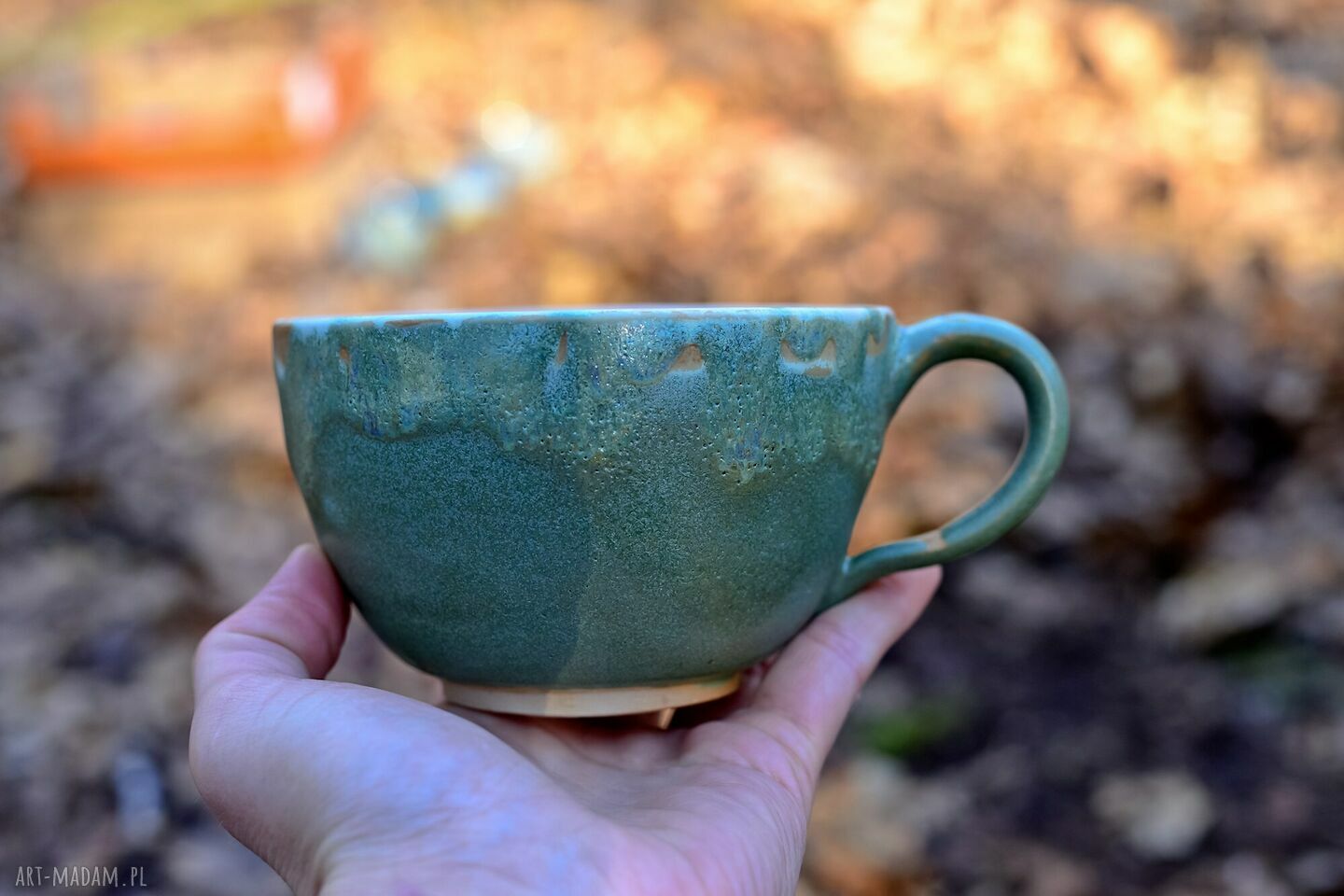 Ceramiczna filiżanka z figurką buldożka francuskiego - niebieska - 440 ml - na prezent