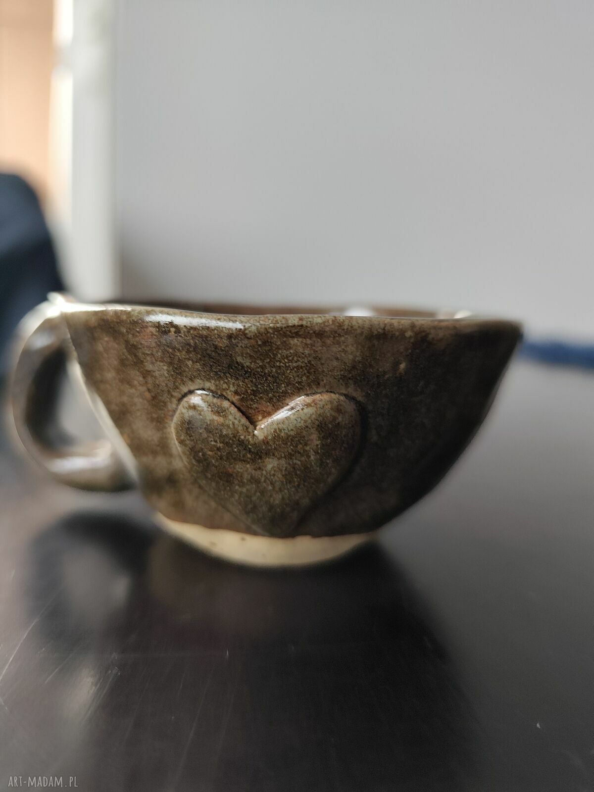 Ręcznie robiona filiżanka ceramiczna brązowa - Wolna Chwila (ok. 110 ml)