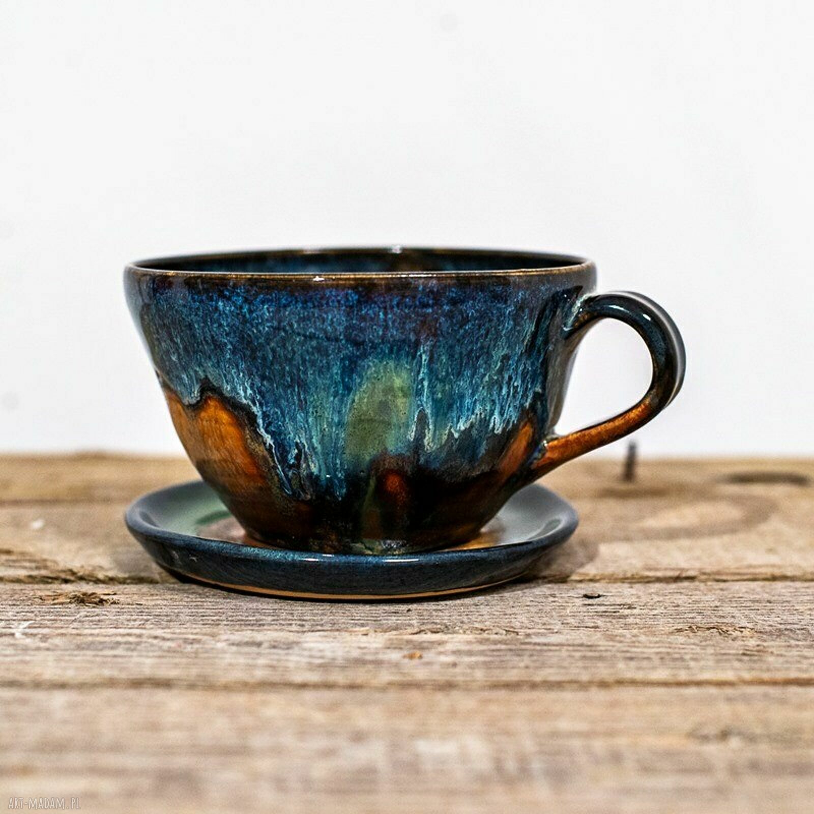 Ceramiczna filiżanka Hipopotam "Nocna Tundra", rękodzieło - ok. 320 ml na prezent