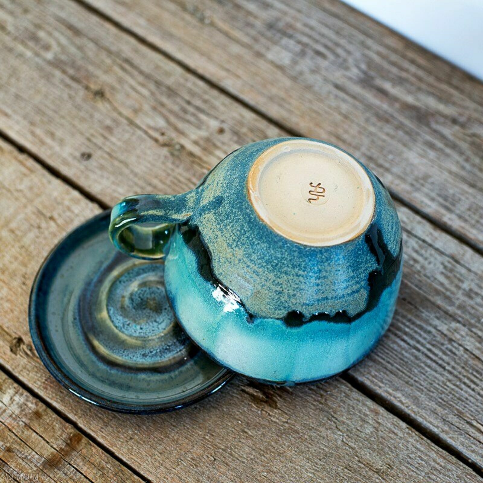 Ceramiczna filiżanka z figurką hipopotama "Burza morska" - 360 ml - prezent handmade