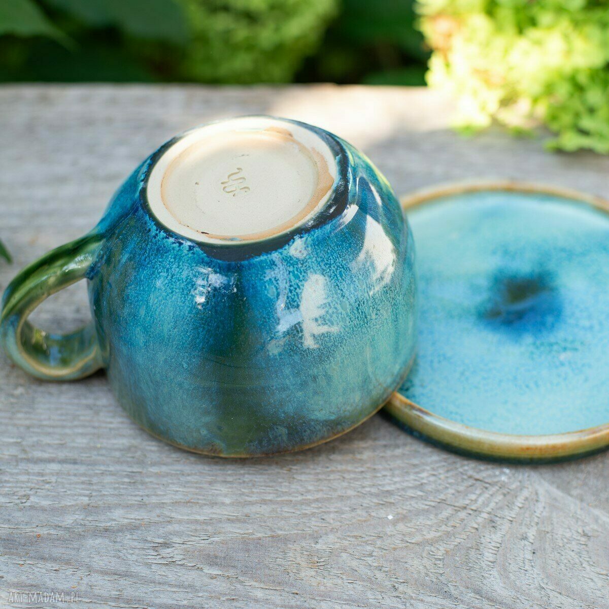 Ceramiczna filiżanka z figurką wilka - Wapienniki Blue (ok. 300 ml)