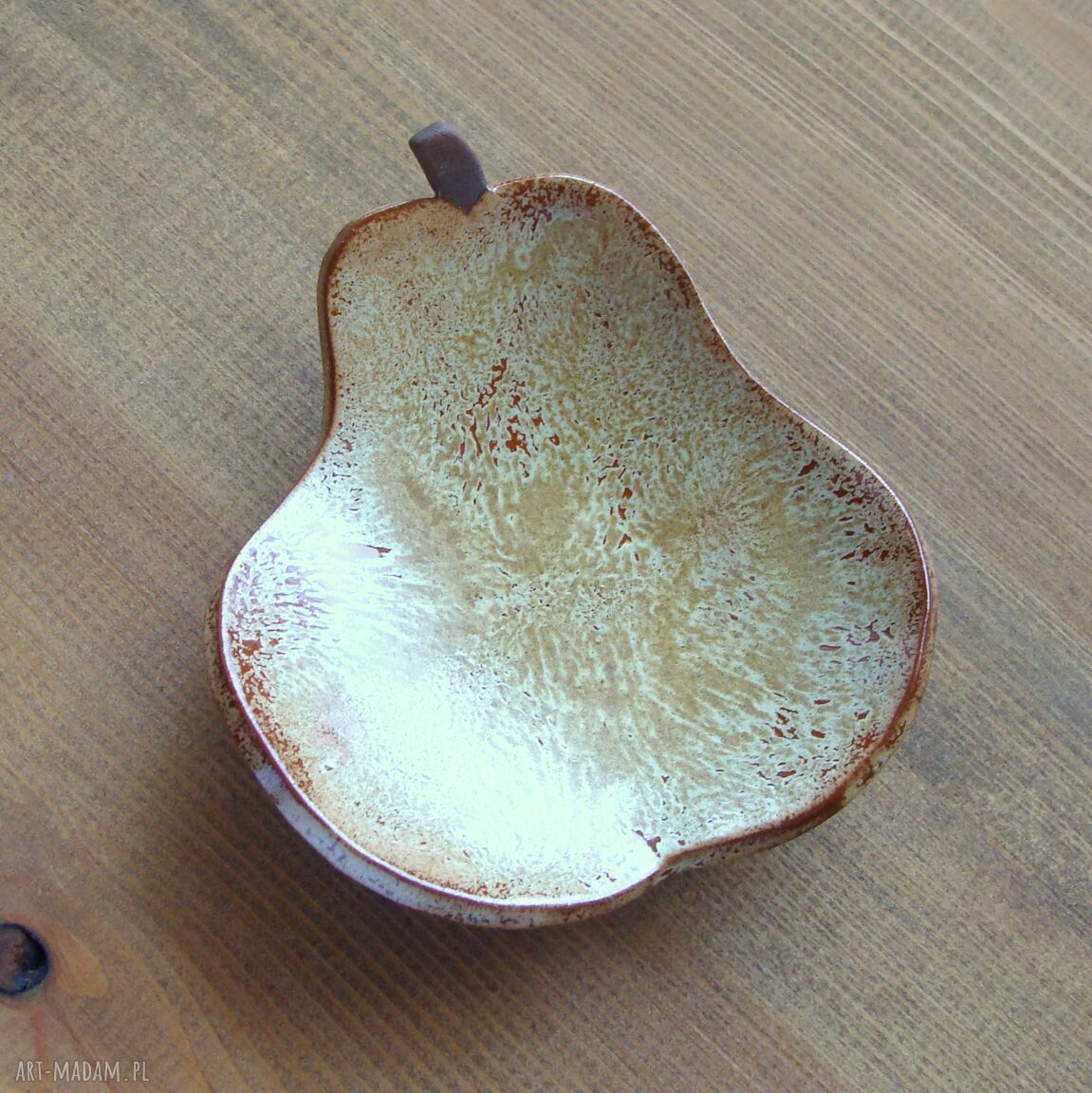 Ceramiczna gruszka handmade - ręcznie poszkliwiana dekoracja na owoce i do kuchni