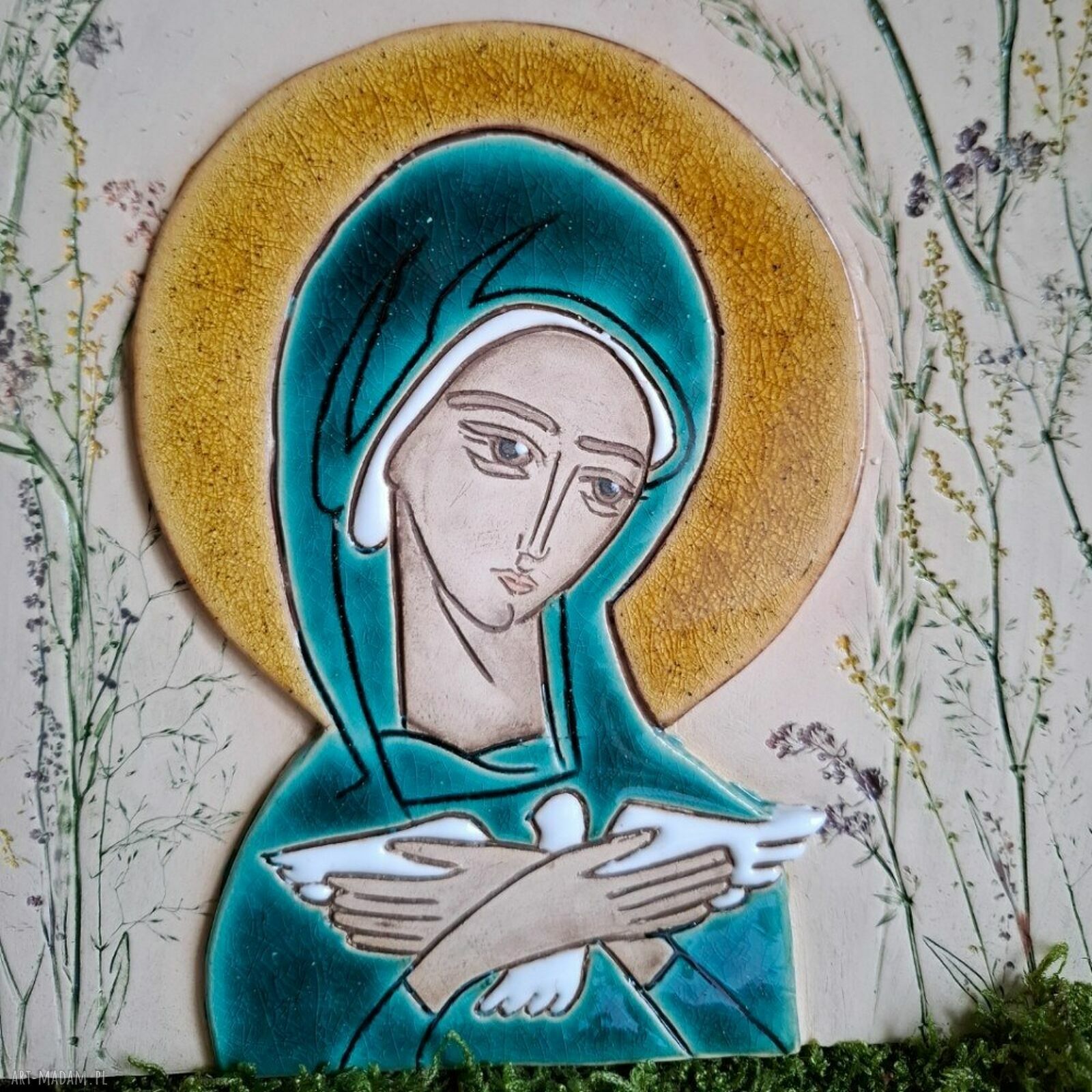 Ikona ceramiczna Pneumatofora - Matka Boża niosąca Ducha Świętego (do powieszenia)