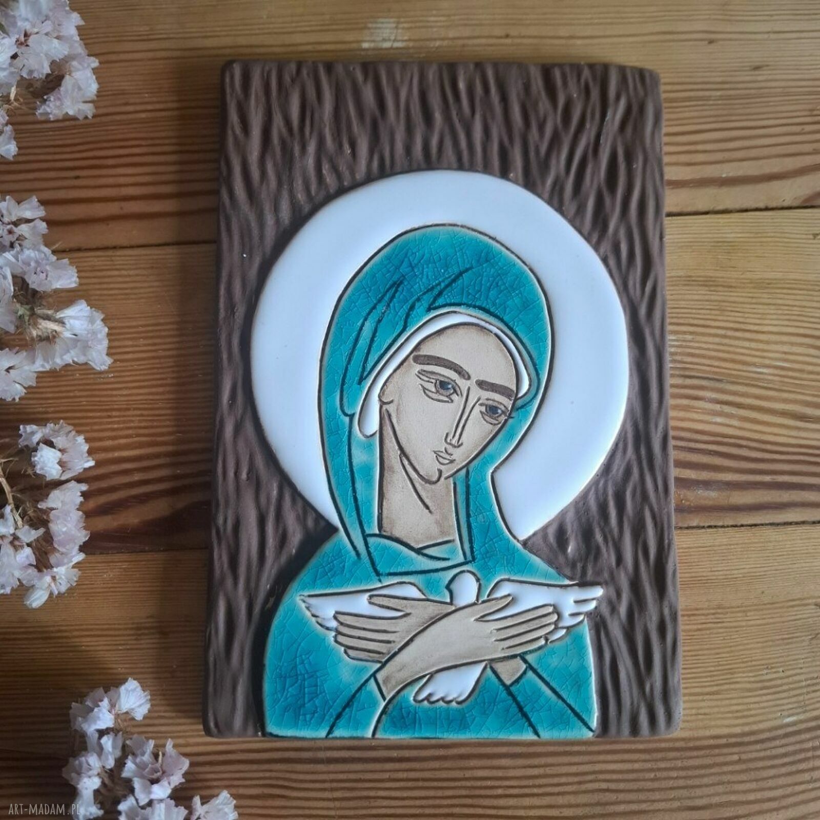 Ikona ceramiczna Pneumatofora - Matka Boża niosąca Ducha Świętego