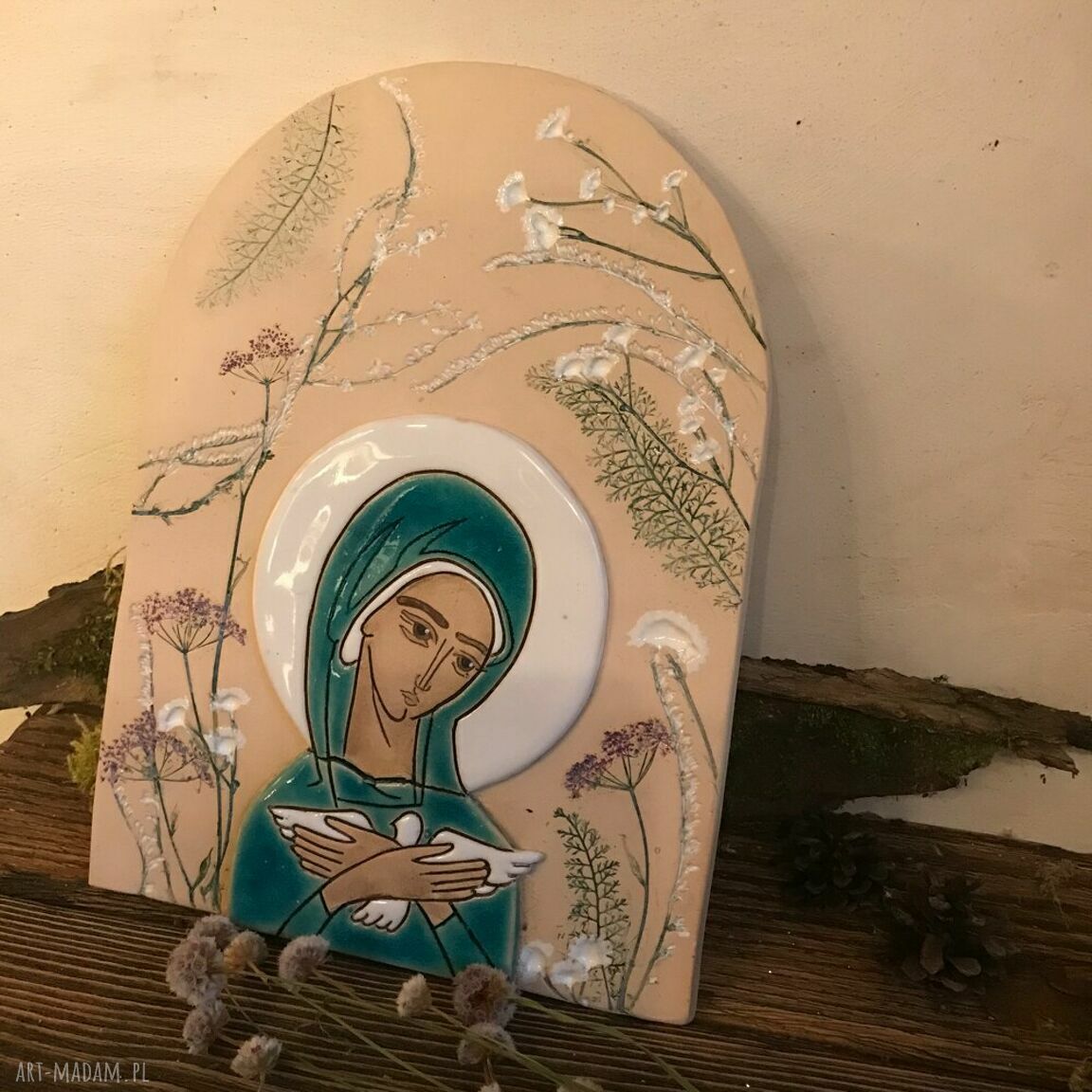Ikona ceramiczna Pneumatofora - Matka Boża niosąca Ducha Świętego
