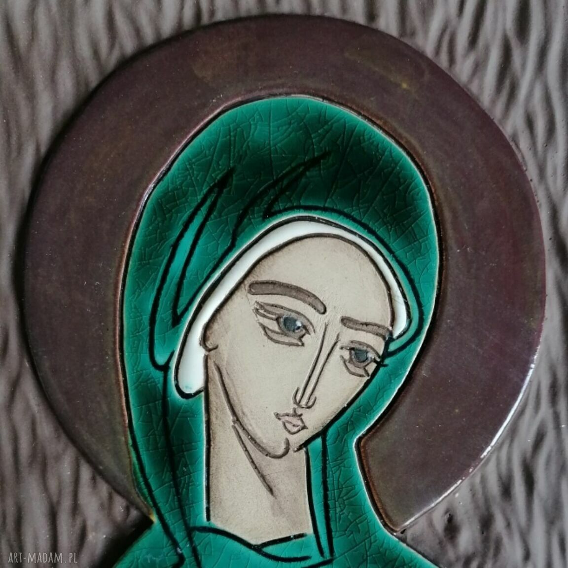 Ikona ceramiczna Maryi Pneumatofora - prezent na ślub i chrzest
