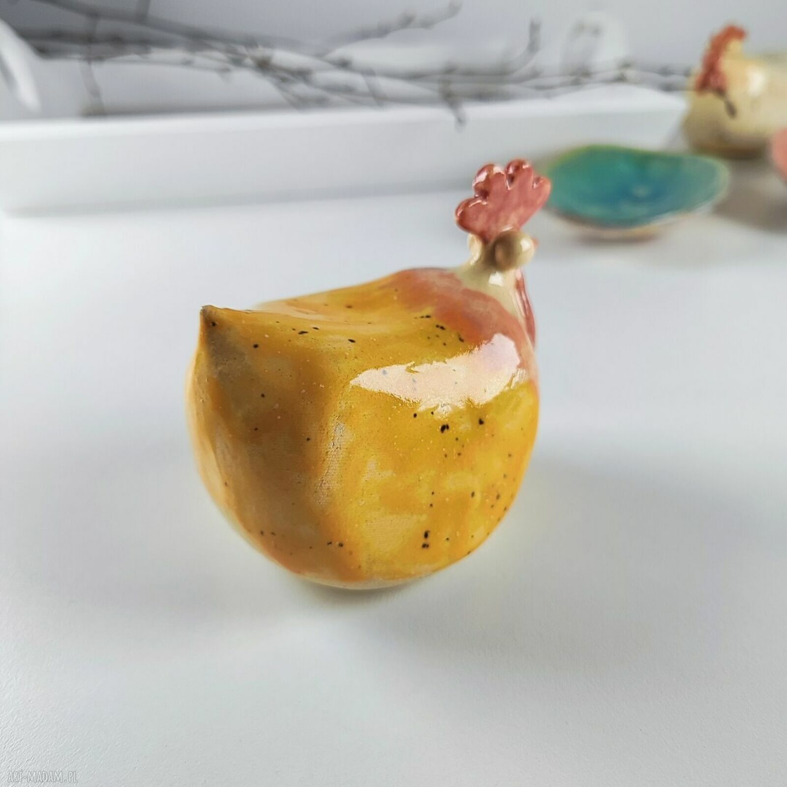 Ceramiczna kurka na Wielkanoc - ręcznie lepiona kokoszka