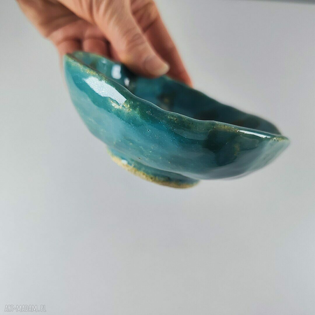 TURKUSOWA CERAMICZNA MISECZKA Z SZAMOTU - PREZENT DLA MAMY