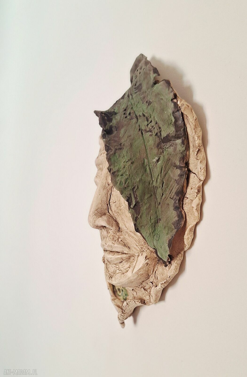 Ceramiczna maska ścienna Leśna Wyrocznia rękodzieło Art Soller
