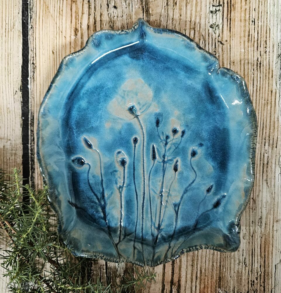 Ceramiczna mini patera maki w turkusie - dekoracja i podstawa na biżuterię