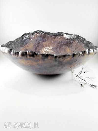 Misa ceramiczna z kolekcji NATURA - fiolet i brąz, ręcznie szkliwiona